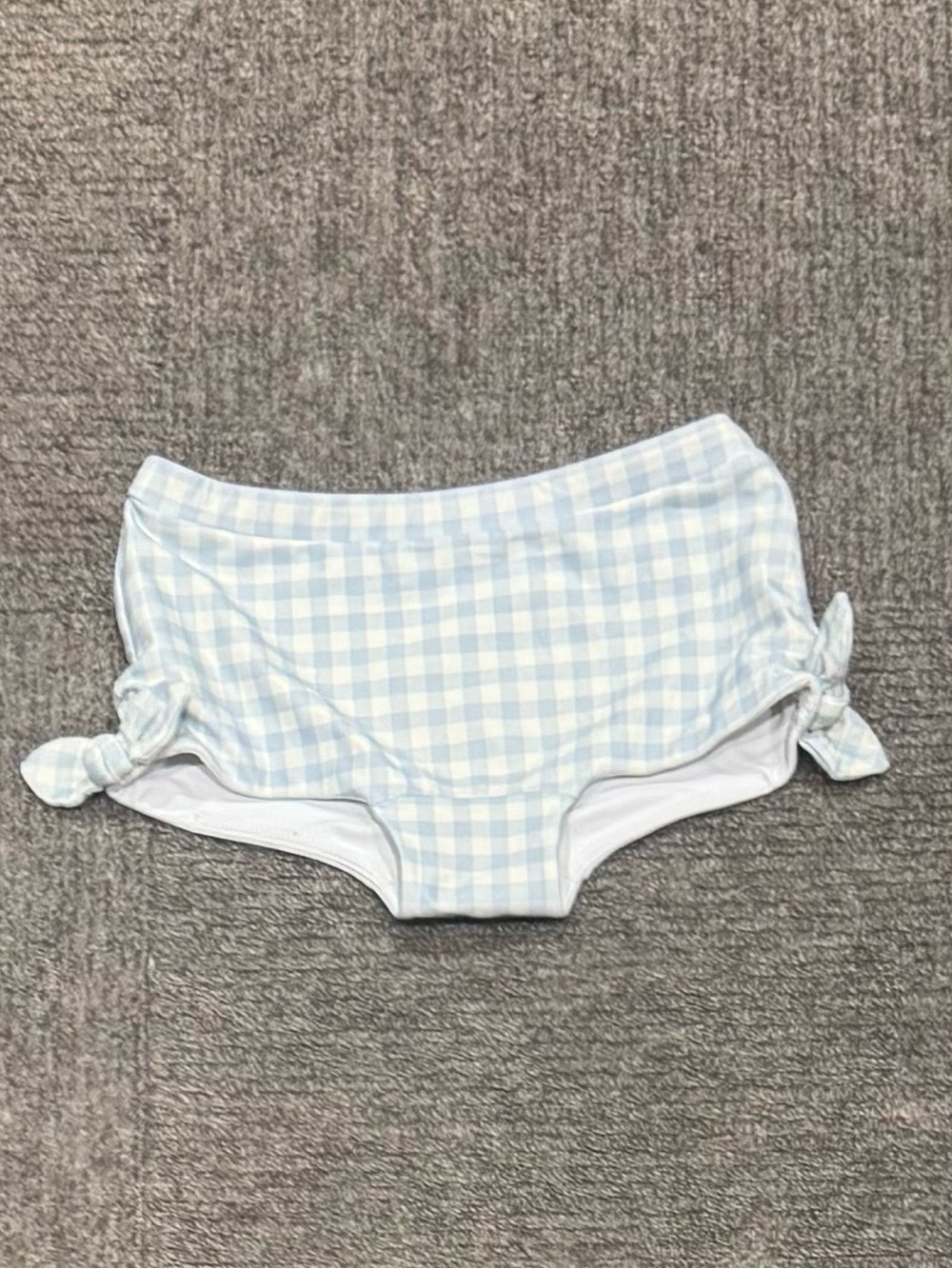 Girls Light Blue Gingham Swim Bottoms with Side Ties